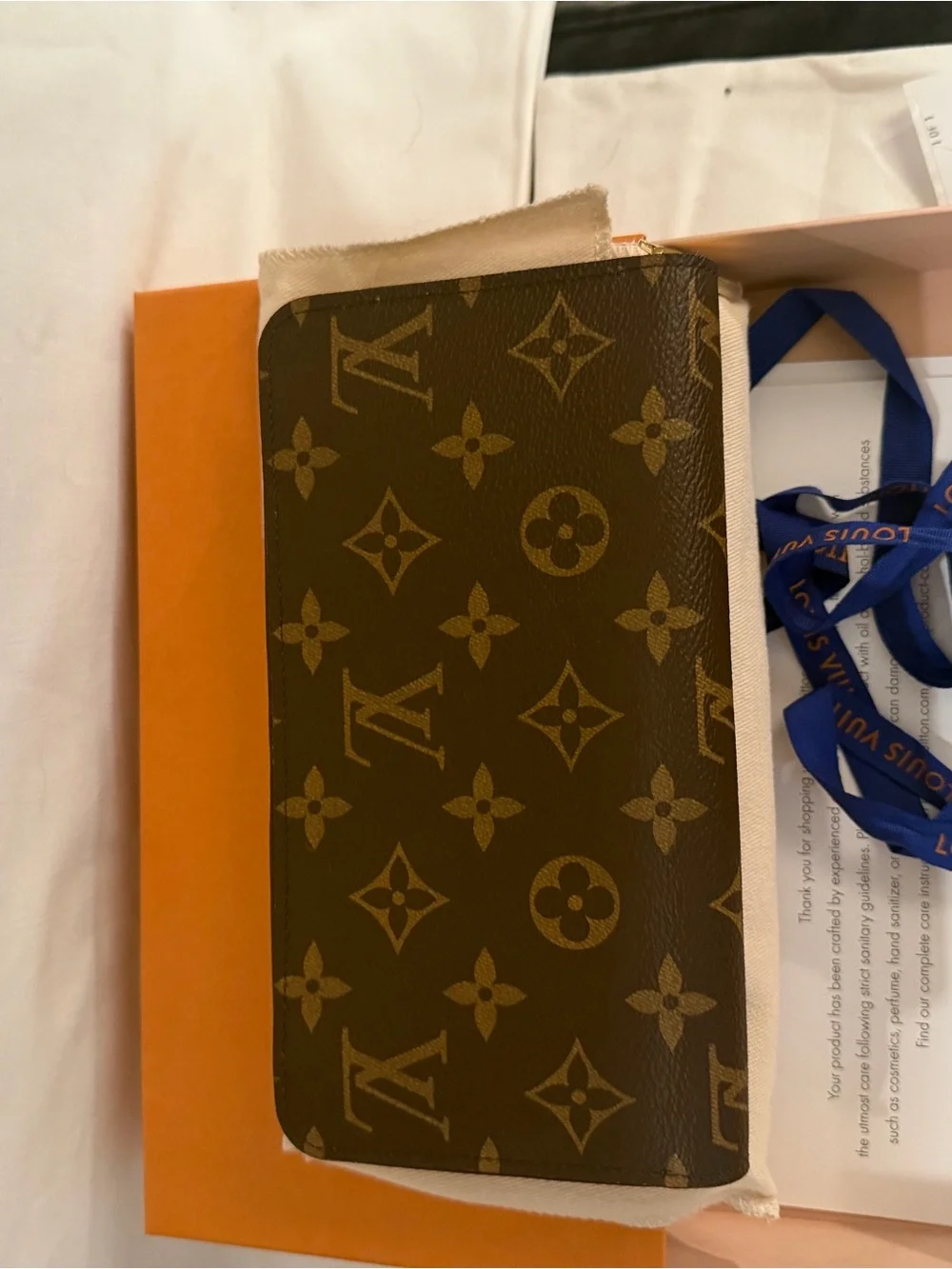 Louis Vuitton Orange Box with Blue Branded Ribbon